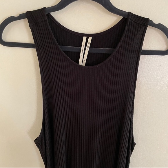 Black slim ribbed cotton dress Anthropologie - Picture 4 of 5